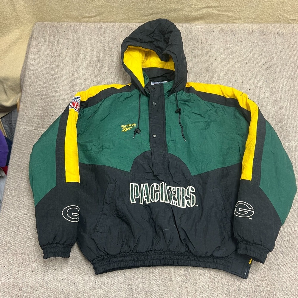 Vintage Green Bay Packers Jacket Mens Large Green‎ 1990s Pro Line NFL Anorak